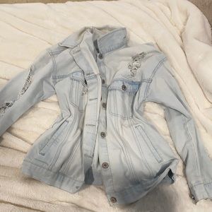 Oversized Distressed Light Blue Denim Jean Jacket